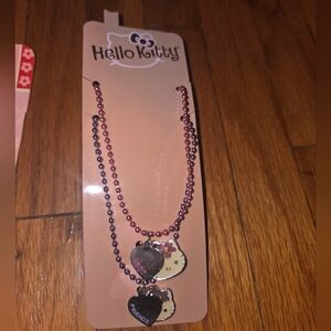Hello Kitty Pink and Black Friendship Necklace Set Vintage